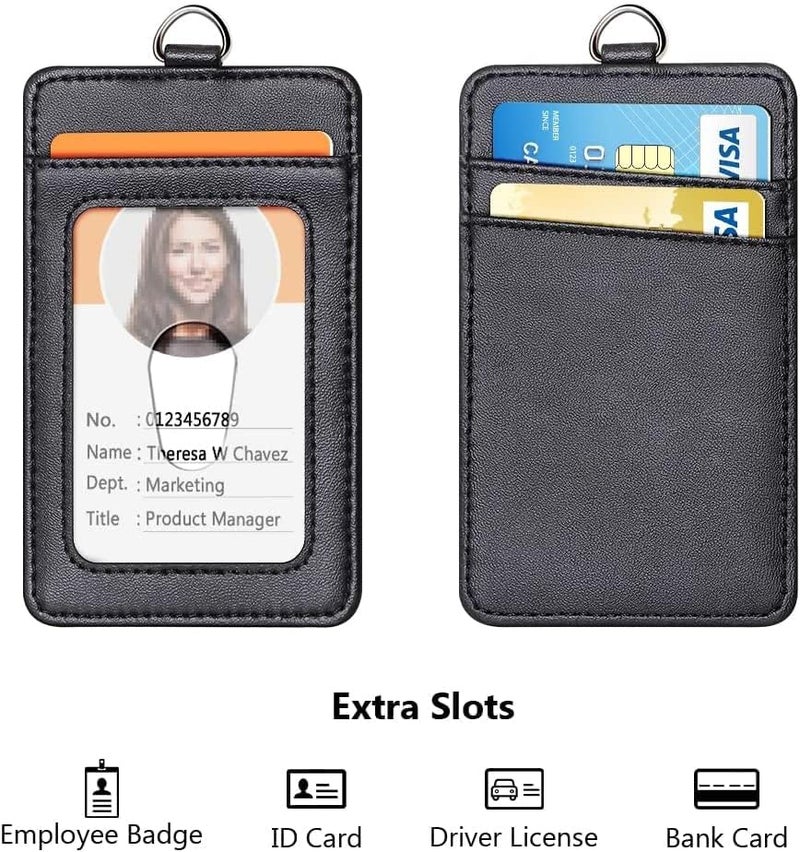 UpUGo Leather Badge Holder and Adjustable Retractable Lanyards, Quick Release Buckle and Safety Breakaway Lanyards with Swivel Metal Clasp for Offices, Staff, Students, Employees - Image 3